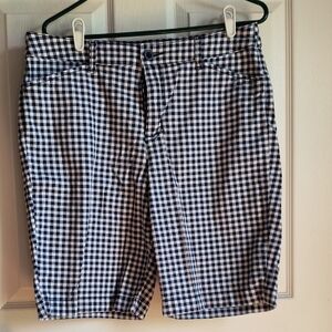 Ladies Navy and White Checkered Shorts